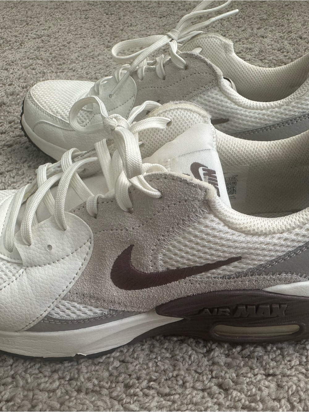 Nike Women’s White and Gray Air Max Sneakers with Dark Swoosh